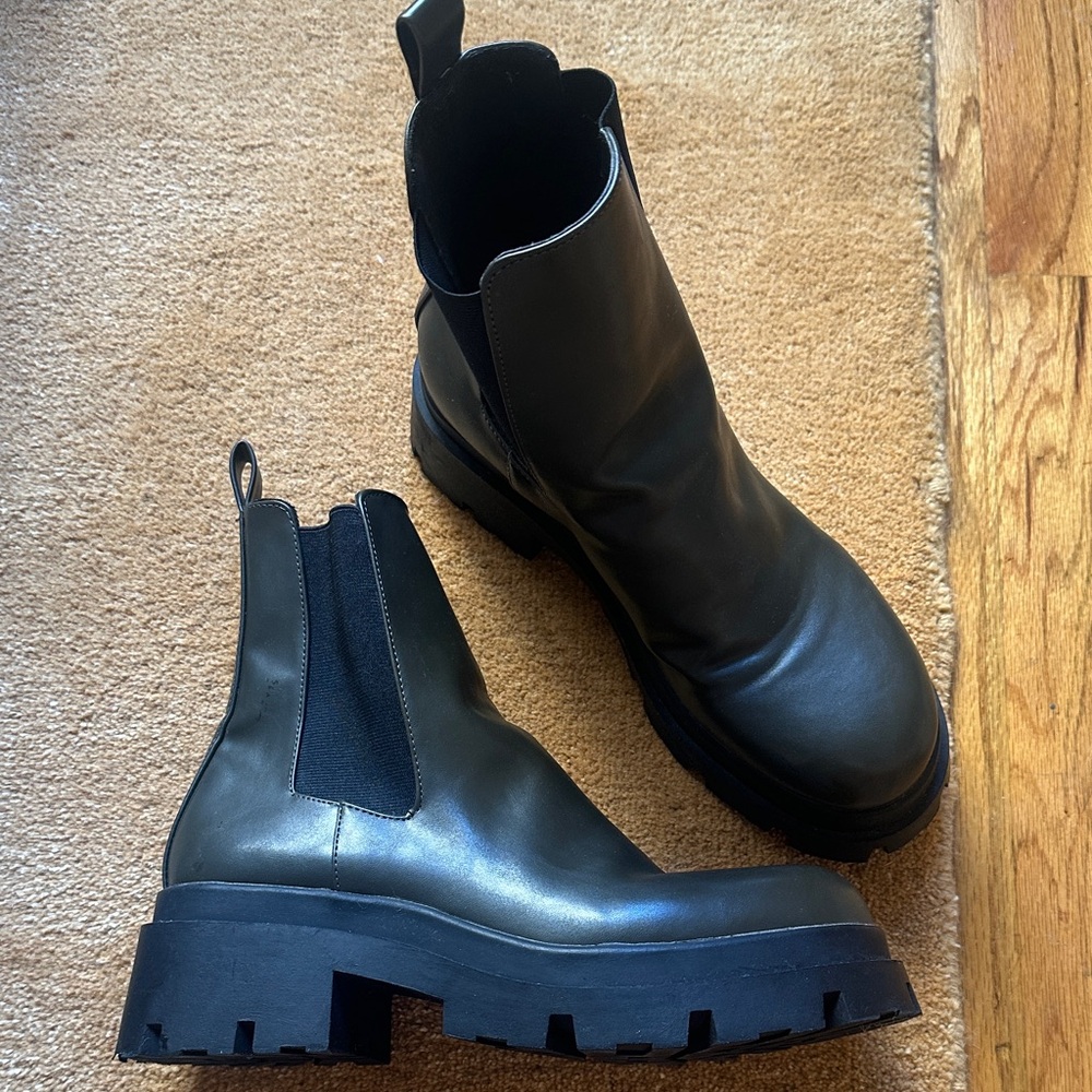 Zara Dark Green Lug Sole Boot